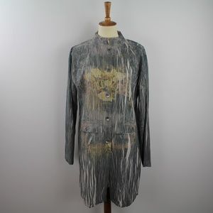 Talk Of The Walk Crinkle Button Down Jacket Pocket